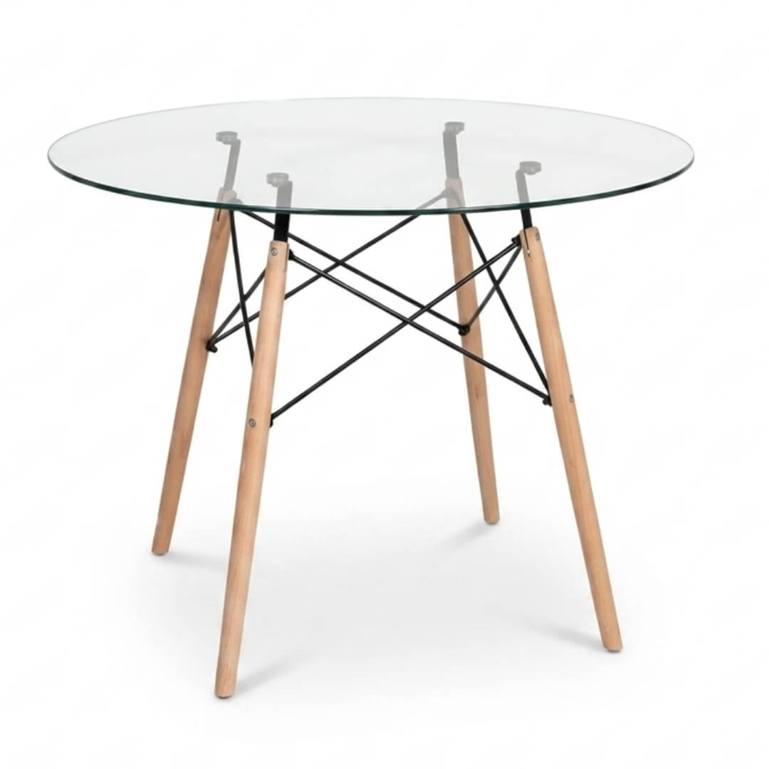 Ventas de Sillas de Oficina en Maracay 5 MESA EAMES REDONDA GLASS 80 CM